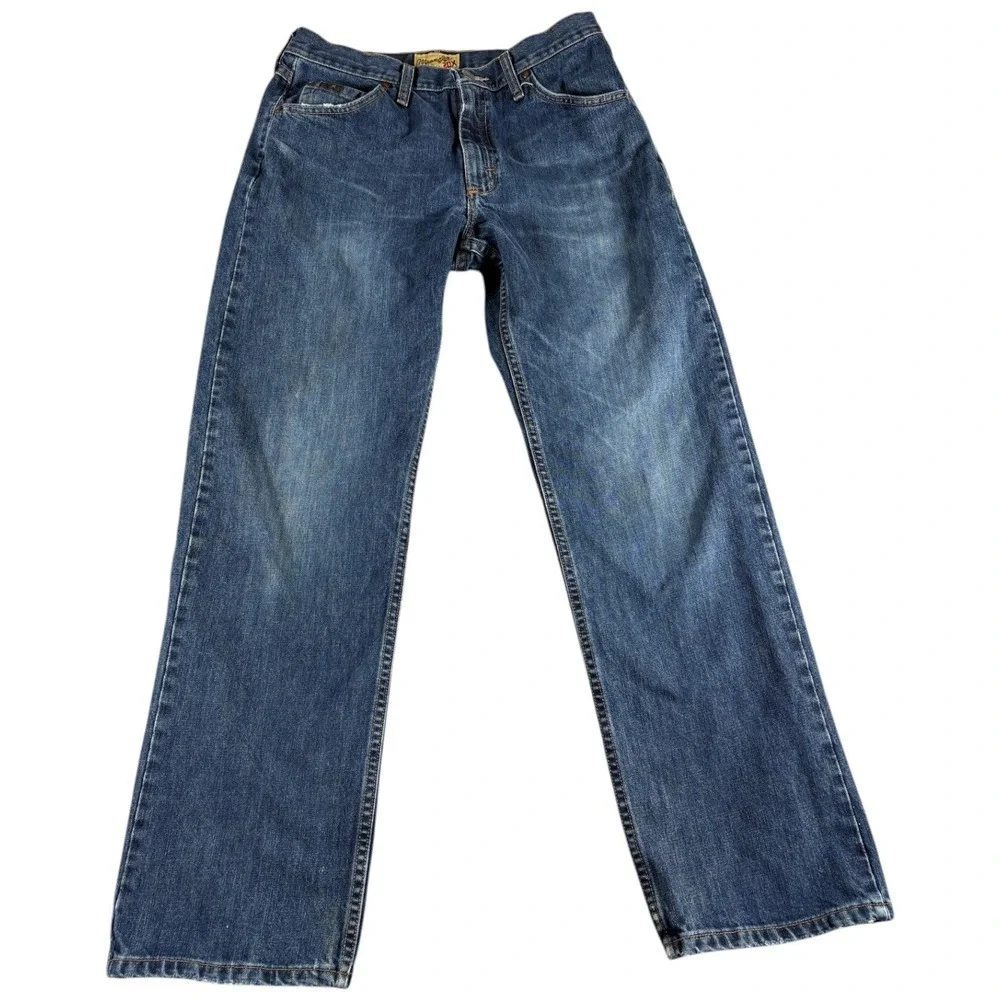 Wrangler 20X Jeans Men's 31x32 Blue Straight Distressed Workwear Western Cowboy